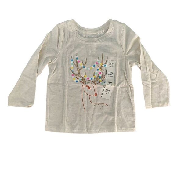 Cat & JackĀ Toddler SparkleāDeerāLongāSleeveāGraphicāT-ShirtāSzā18M - Picture 1 of 6